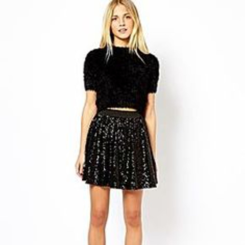 New Look Sequin Skater Skirt
