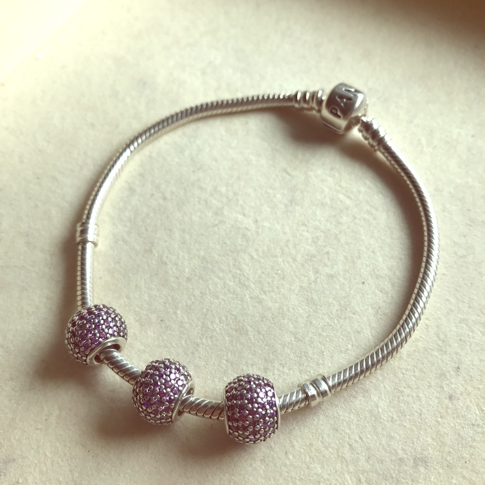Purple pavè pandora charms