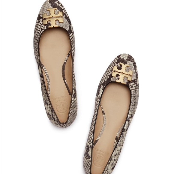 Tory Burch Shoes - Tory Burch Raleigh Ballet Gold/Snakeskin Flats 7.5