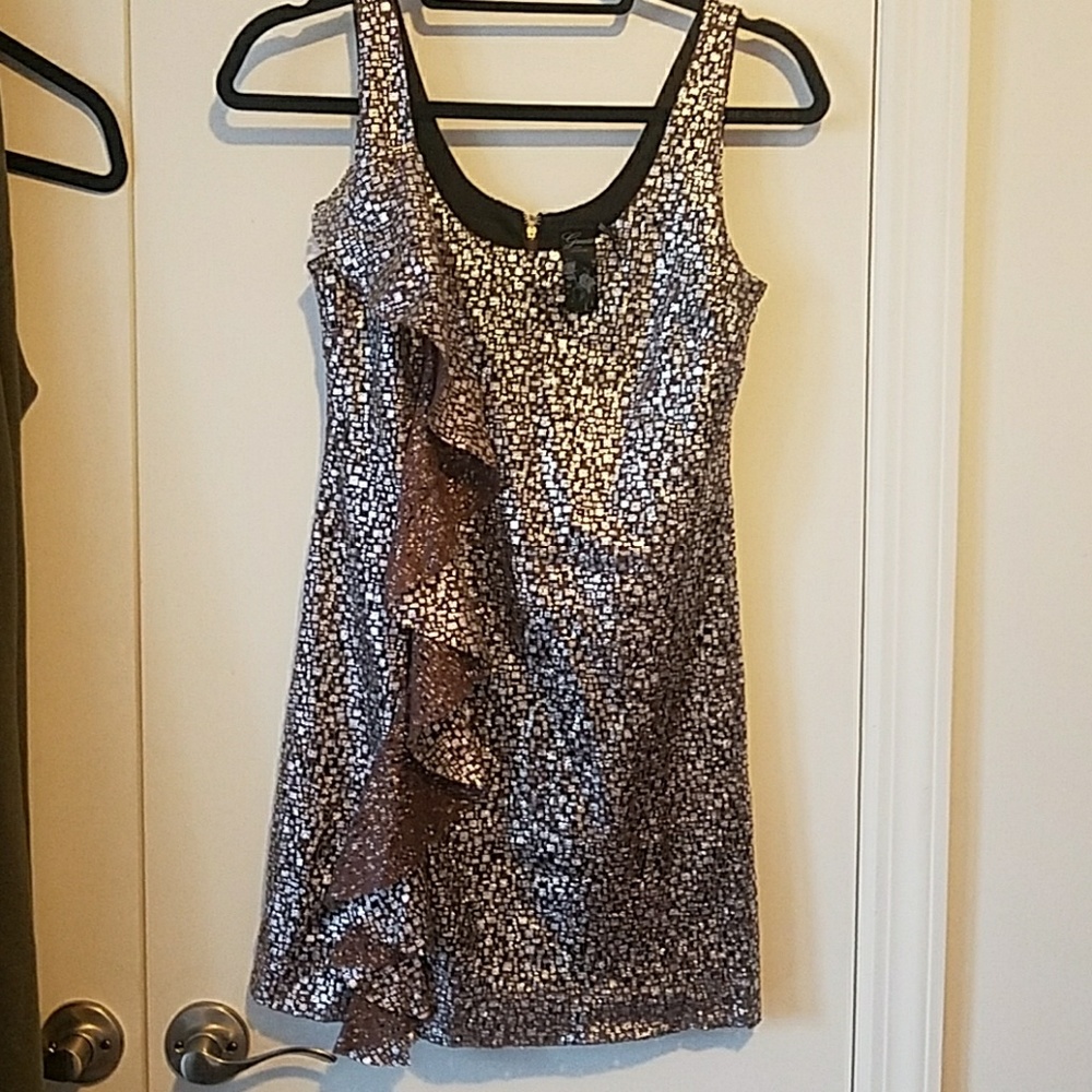 Abstract Metallic GUESS ruffle dress size XS