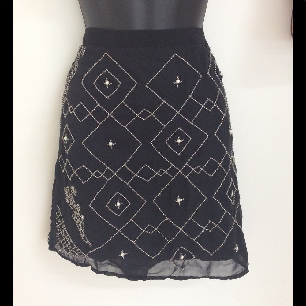 Black Beaded Mini Skirt