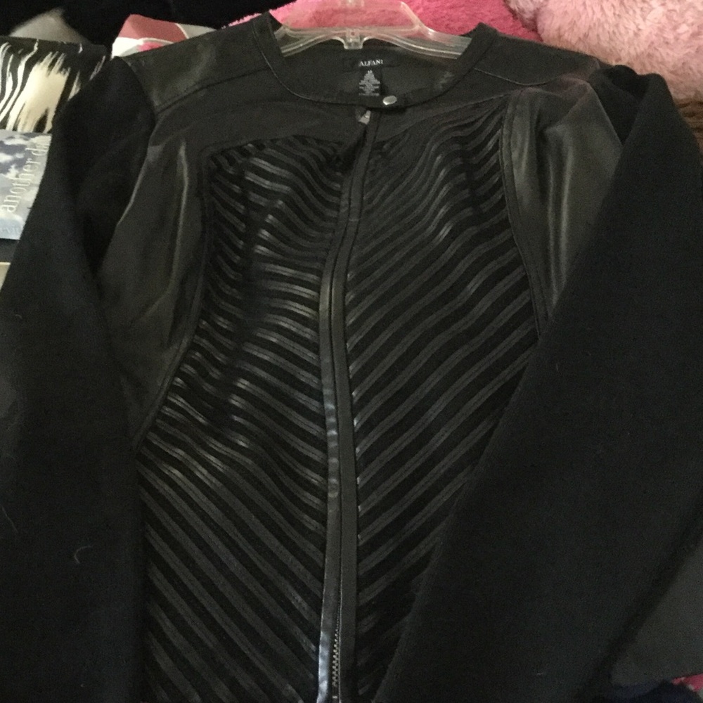 Faux Leather Sweater Alfani Black Jacket