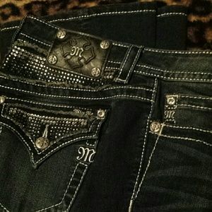 Studded, rhinestone bootleg jeans...30x34