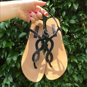 Material Girl Black Sequin Sandals