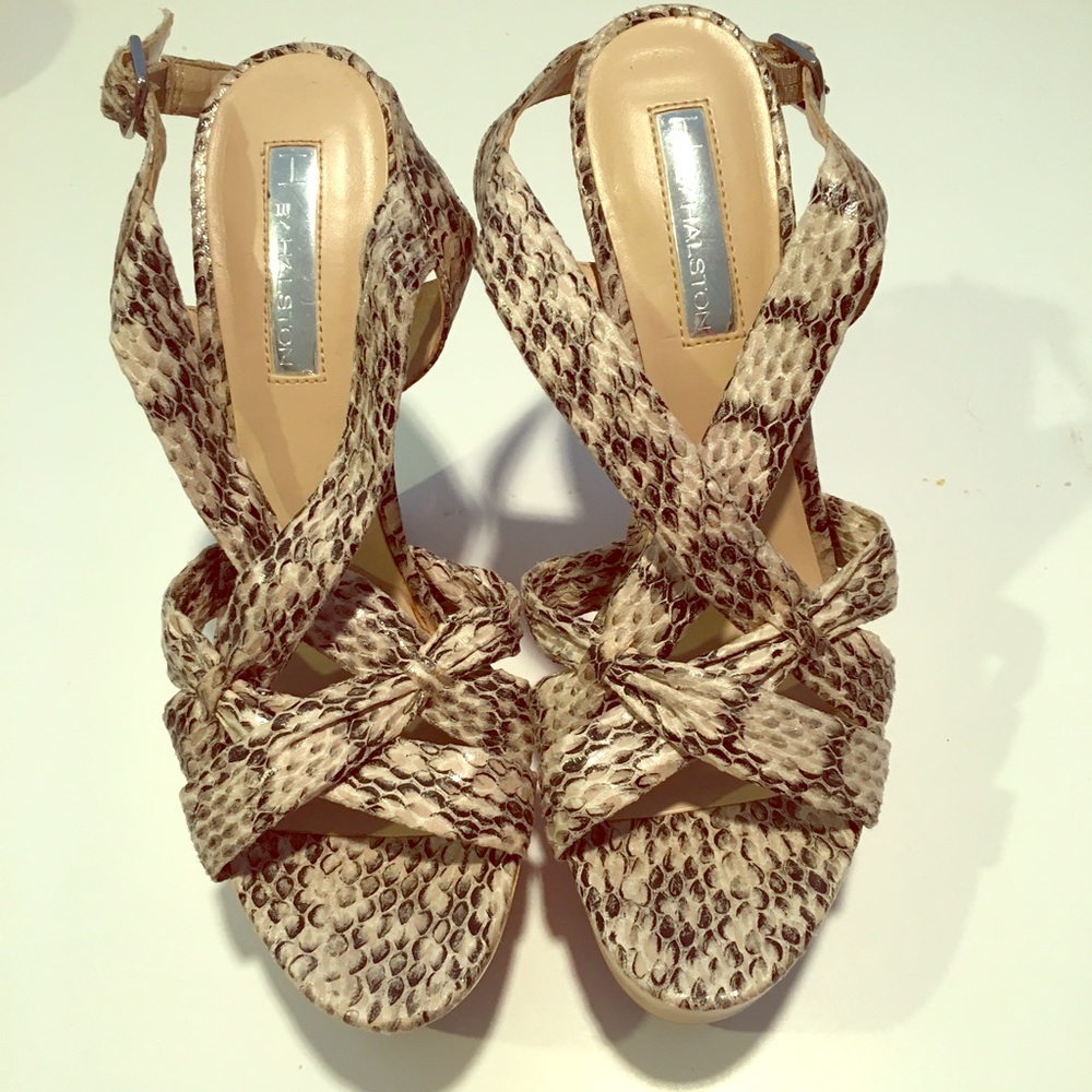 H By Halston Snakeskin Wedges