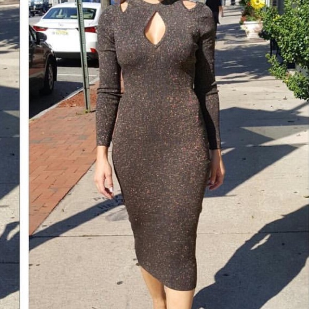 Glamorous black/ gold lurex dress XS
