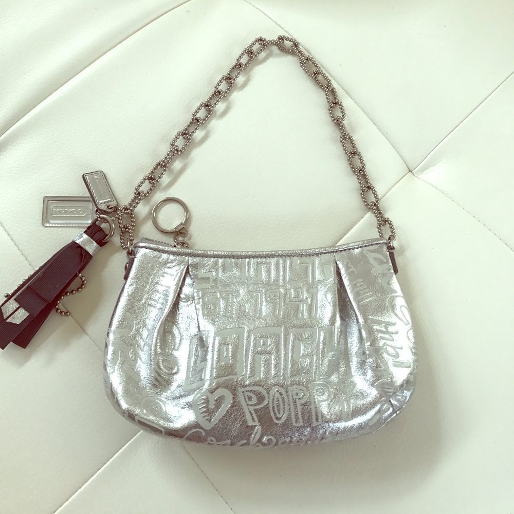 RARE Coach Poppy Metallic Silver purse