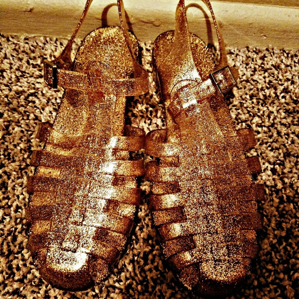 Gold Glitter Jelly Sandels