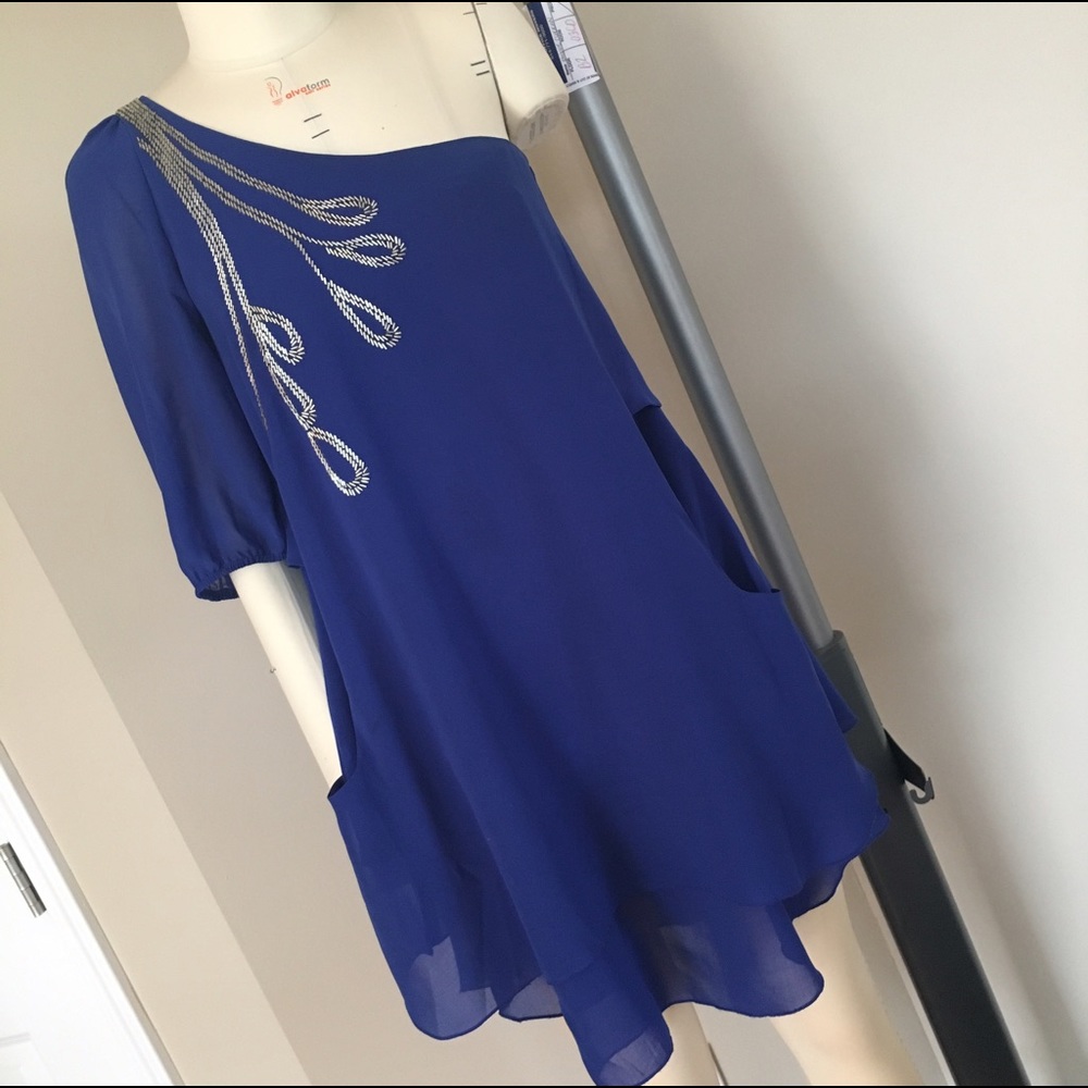 *SALE!!*.  Italian blue embellished dress.