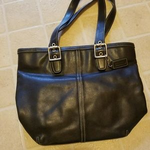 Black leather coach bag