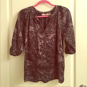 Gibson Black and Grey 3/4 Sleeve Blouse