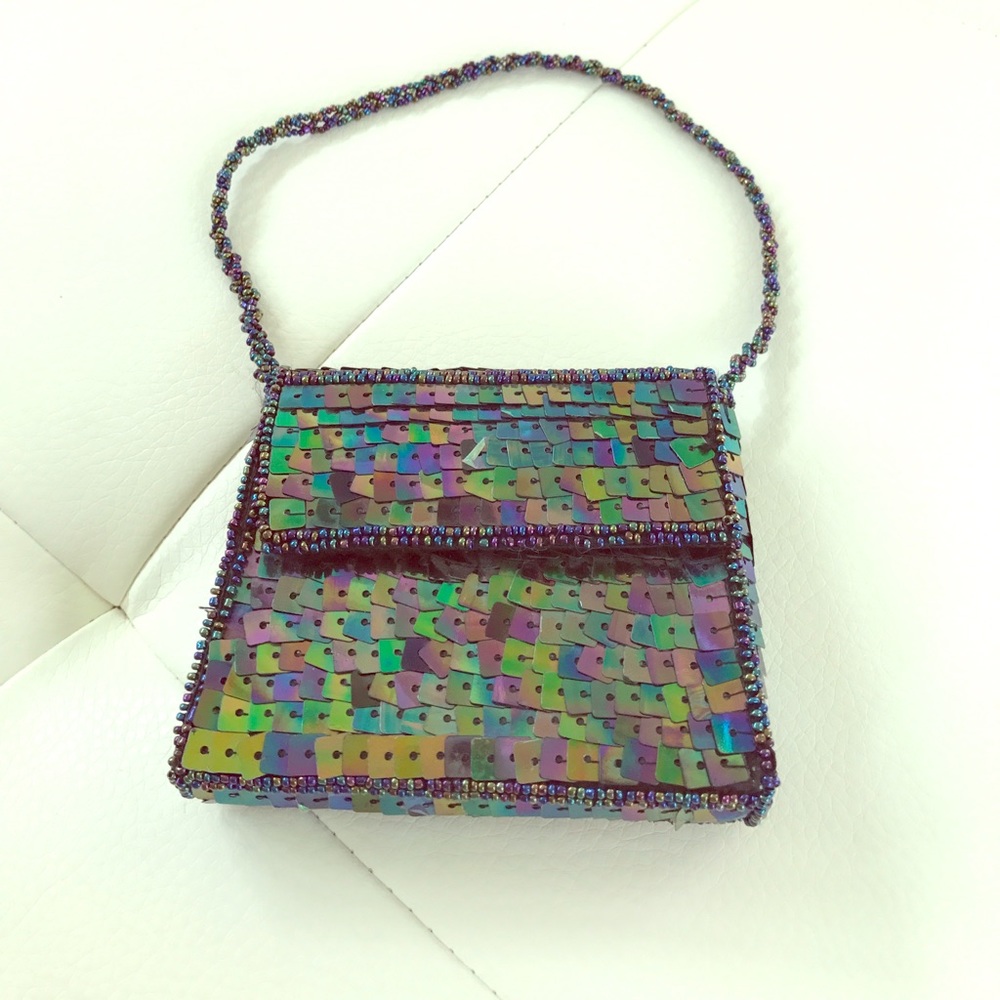 Metallic sequin evening bag - wristlet
