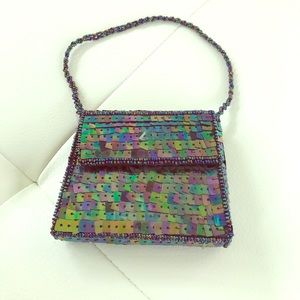 Metallic sequin evening bag - wristlet