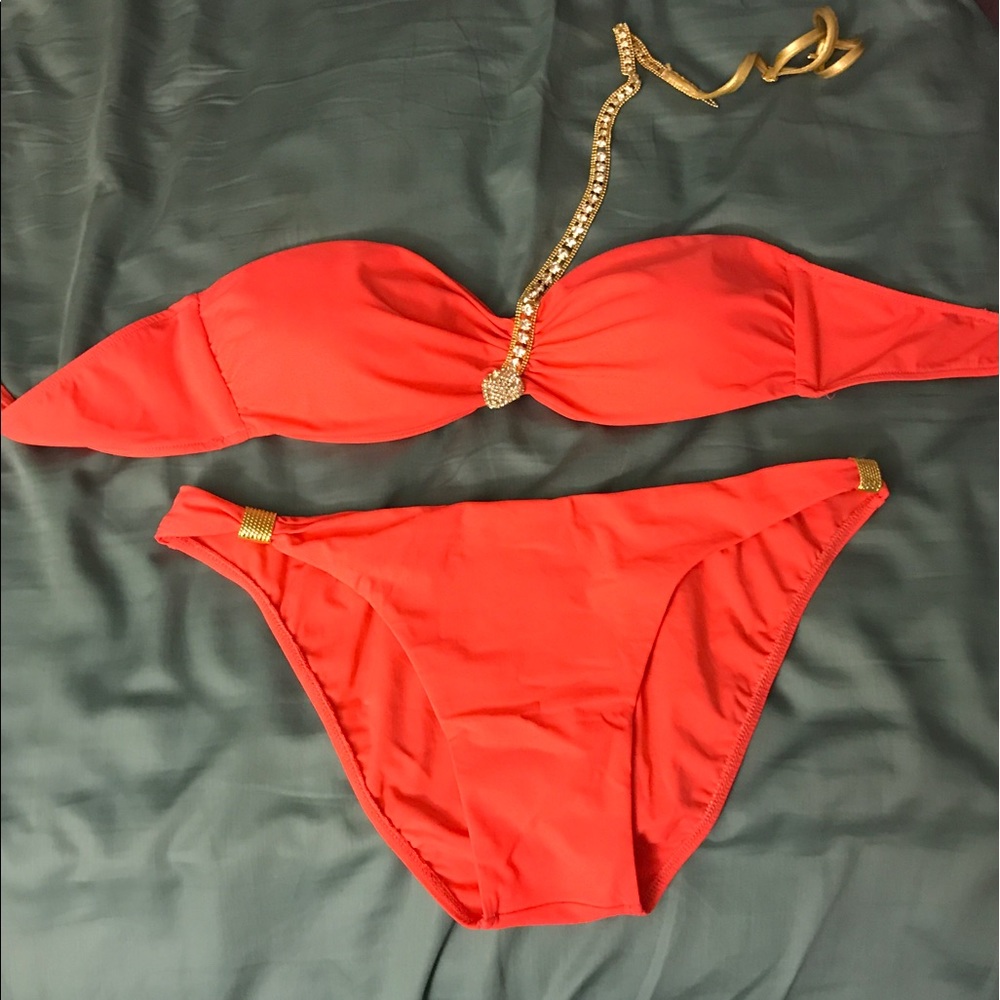 Sauvauge coral Swarovski bikini