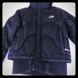 Black Northface down coat, size XS