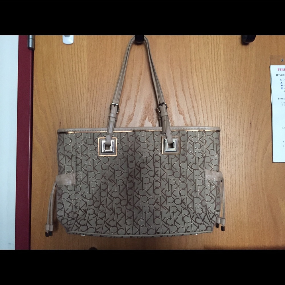Gold Calvin Klein Monogram tote bag