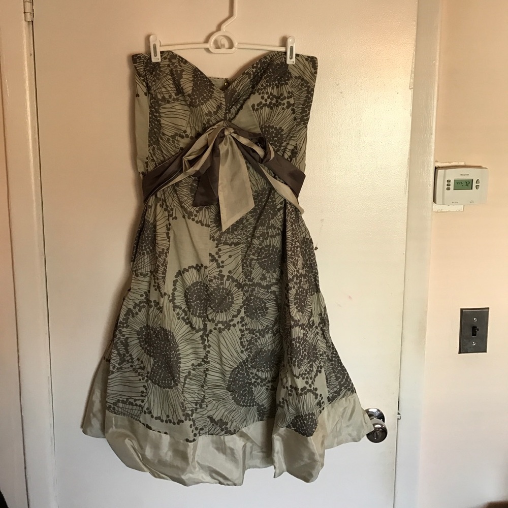 Odille (Anthropologie) Gray Floral Party Dress