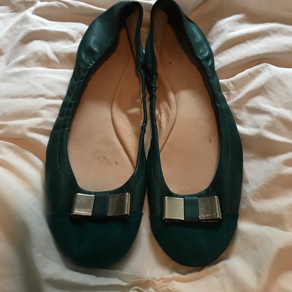 Coach turquoise flats size 8.5