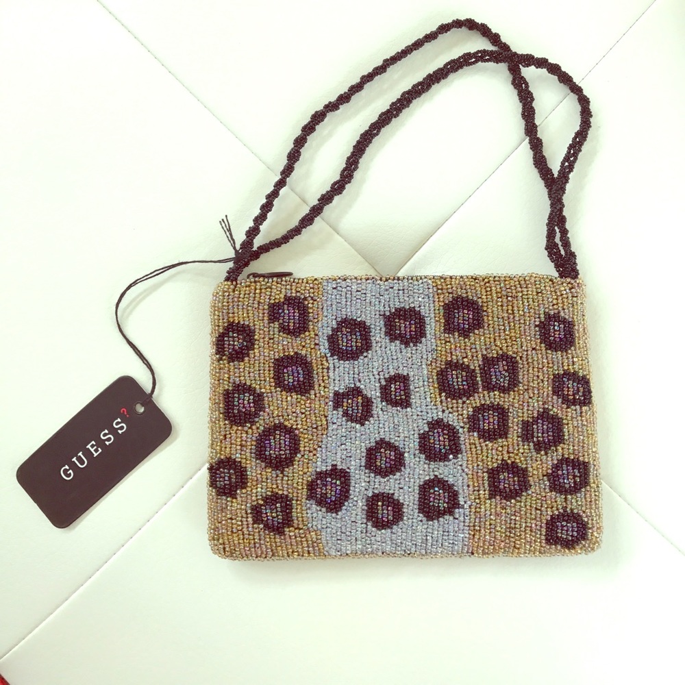 Guess leopard beaded evening bag