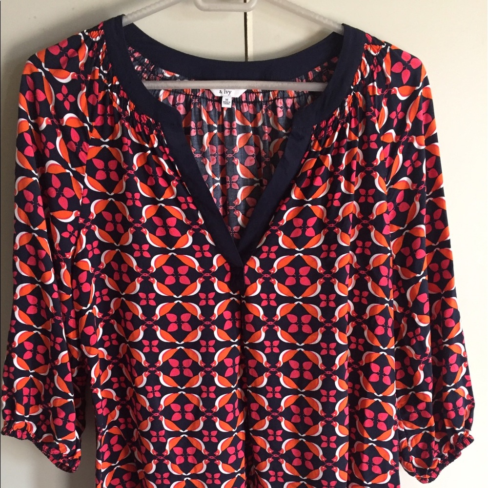 Crown and Ivy Navy/Orange Blouse size Medium
