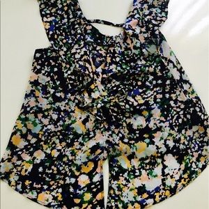BCBG floral backless blouse