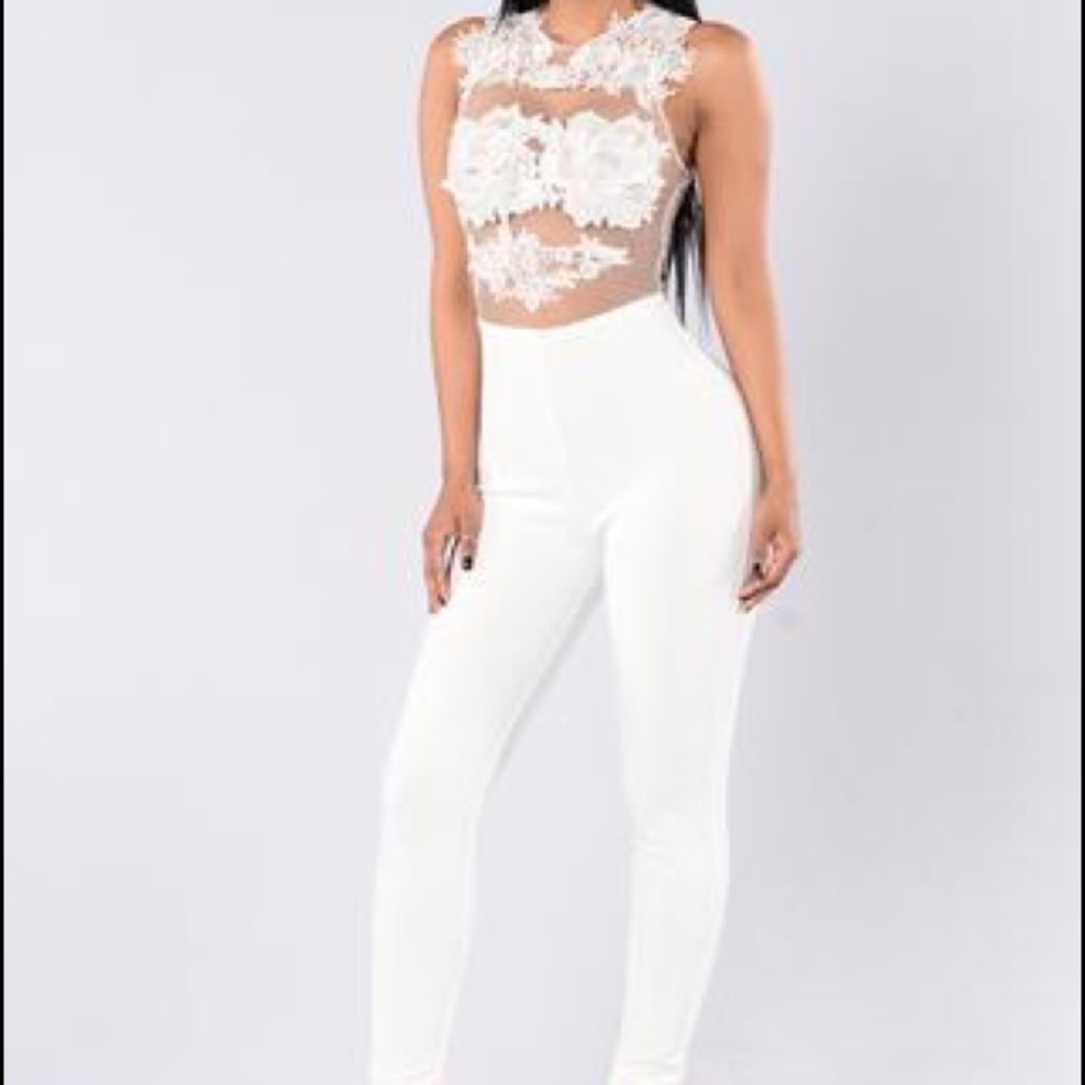 Fashion Nova White Shear Jumpsuit