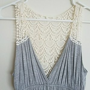 Grey lace summer babydoll dress