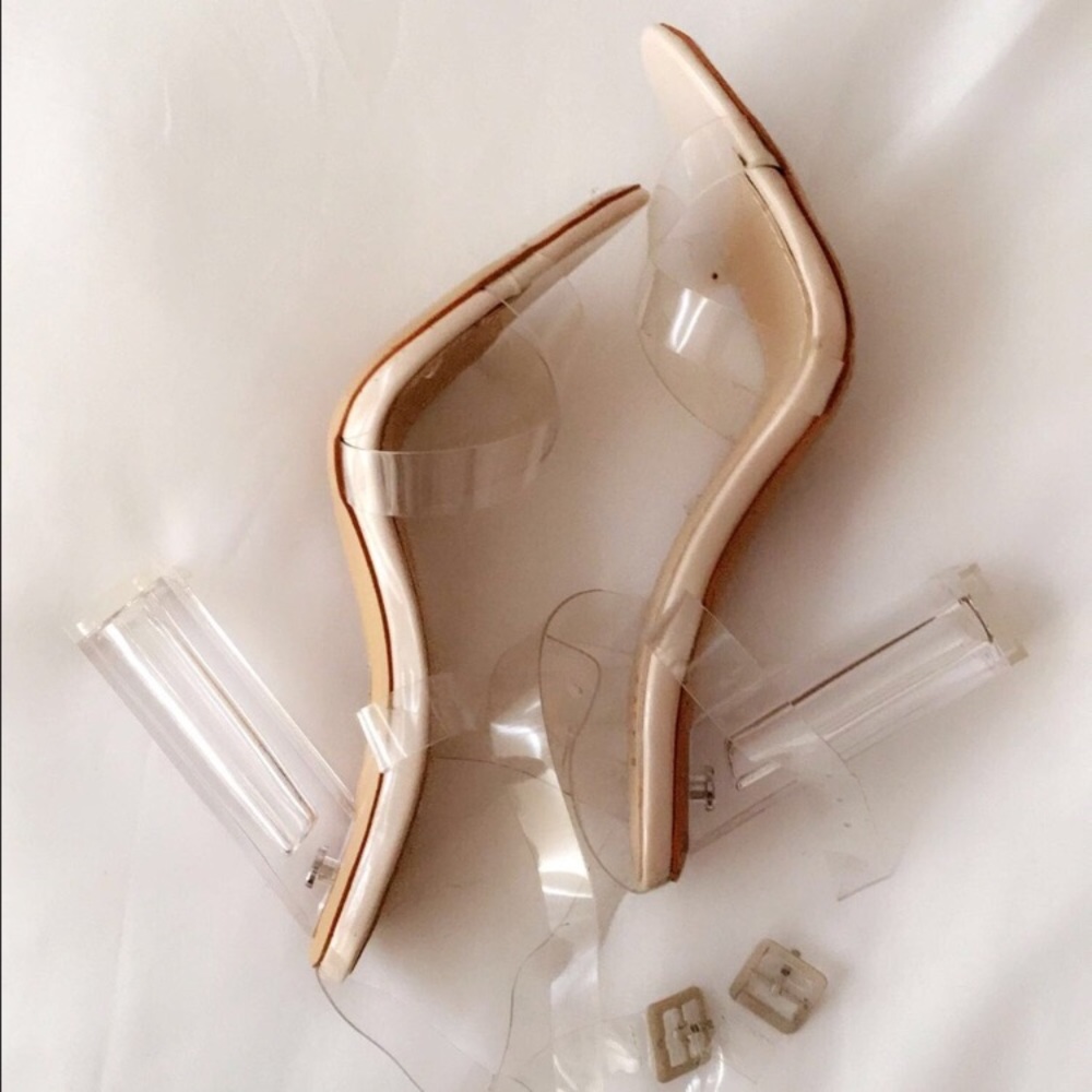 Brand New; Never Worn; Ego clear and nude heels