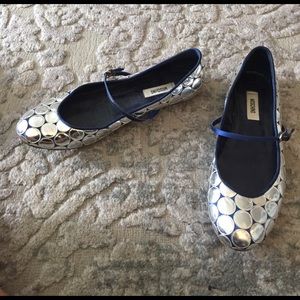Moschino flats - blue/silver polka dot size 41