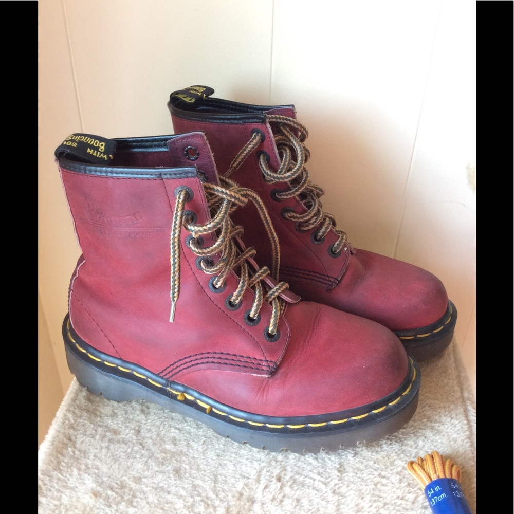 Made in England Dr. martens red boots size 7