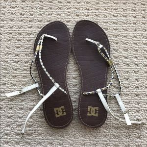 DC white and brown sandals, size 9