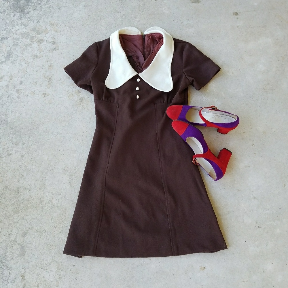 SOLD True Vintage 1960s Mod Mini Dress - Picture 1 of 4