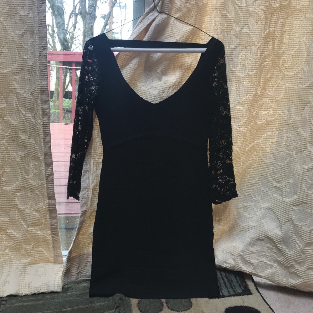 Black Bebe body con dress