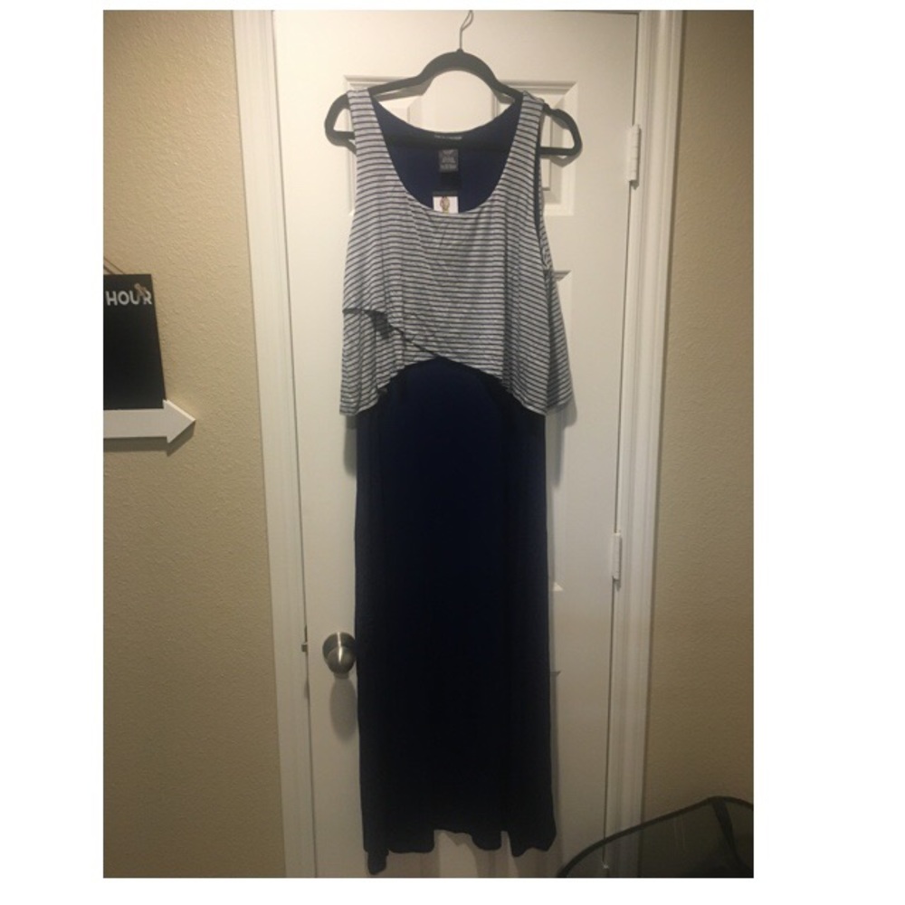 Navy & gray maxi dress
