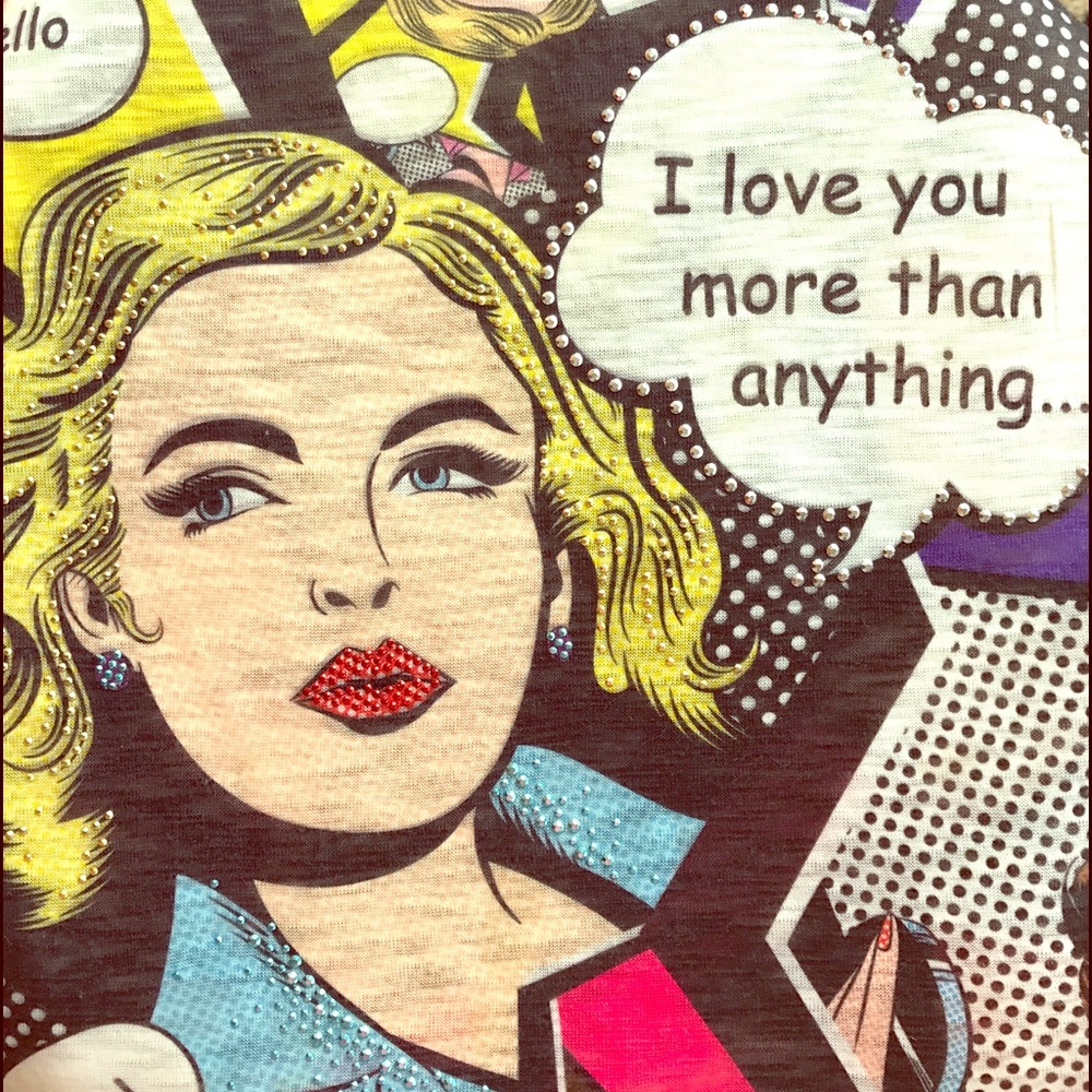 Sparkly Graphic Pop Art-Esque Cropped Top