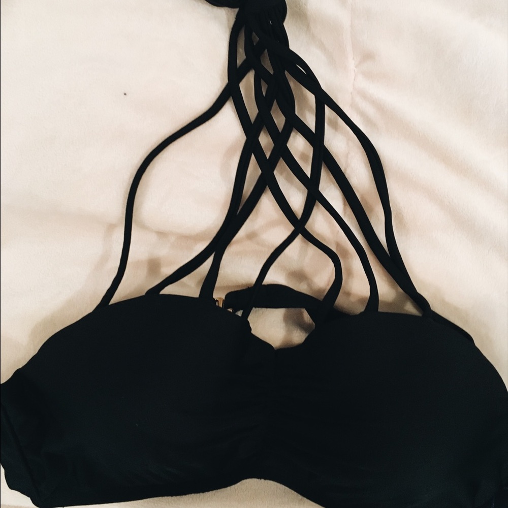 Black padded high neck tie Bikini top