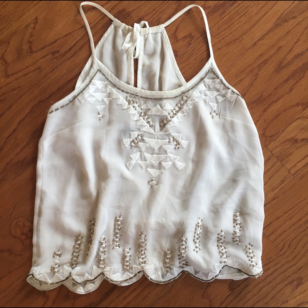 Superdry cami with embellishment and scallop hem
