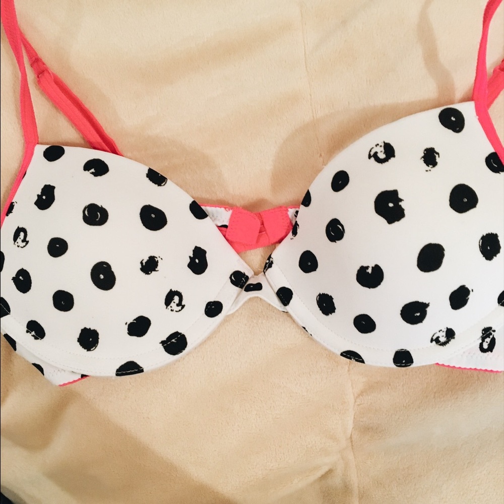White polka dot bra