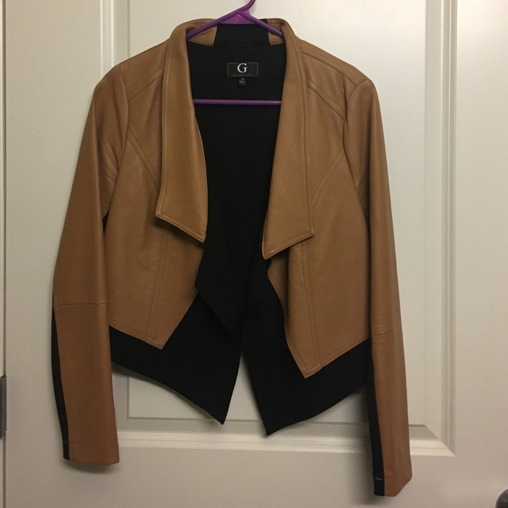 G by Giuliana Black & Cognac Vegan Leather Jacket