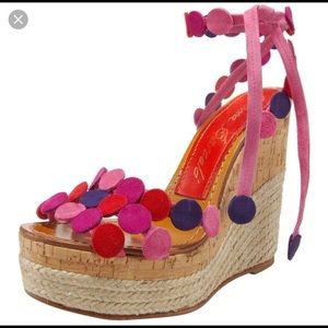 Paloma Barcelona suede dot wedge espadrilles size9