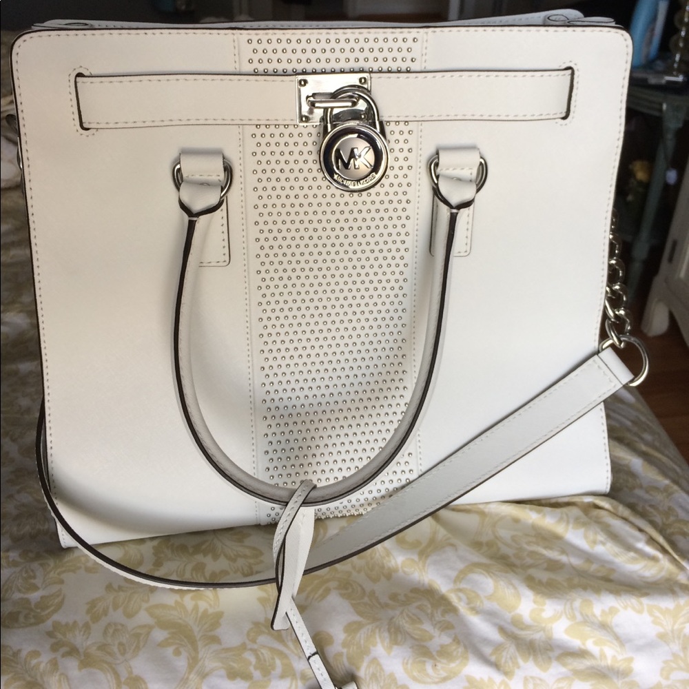 Michael Kors Microstud HM Stripe Optic White - Picture 1 of 5