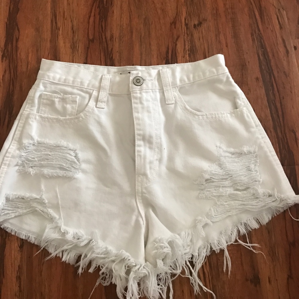 Hollister High Wasted White Denim Shorts
