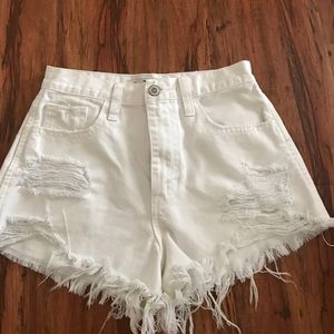 Hollister High Wasted White Denim Shorts