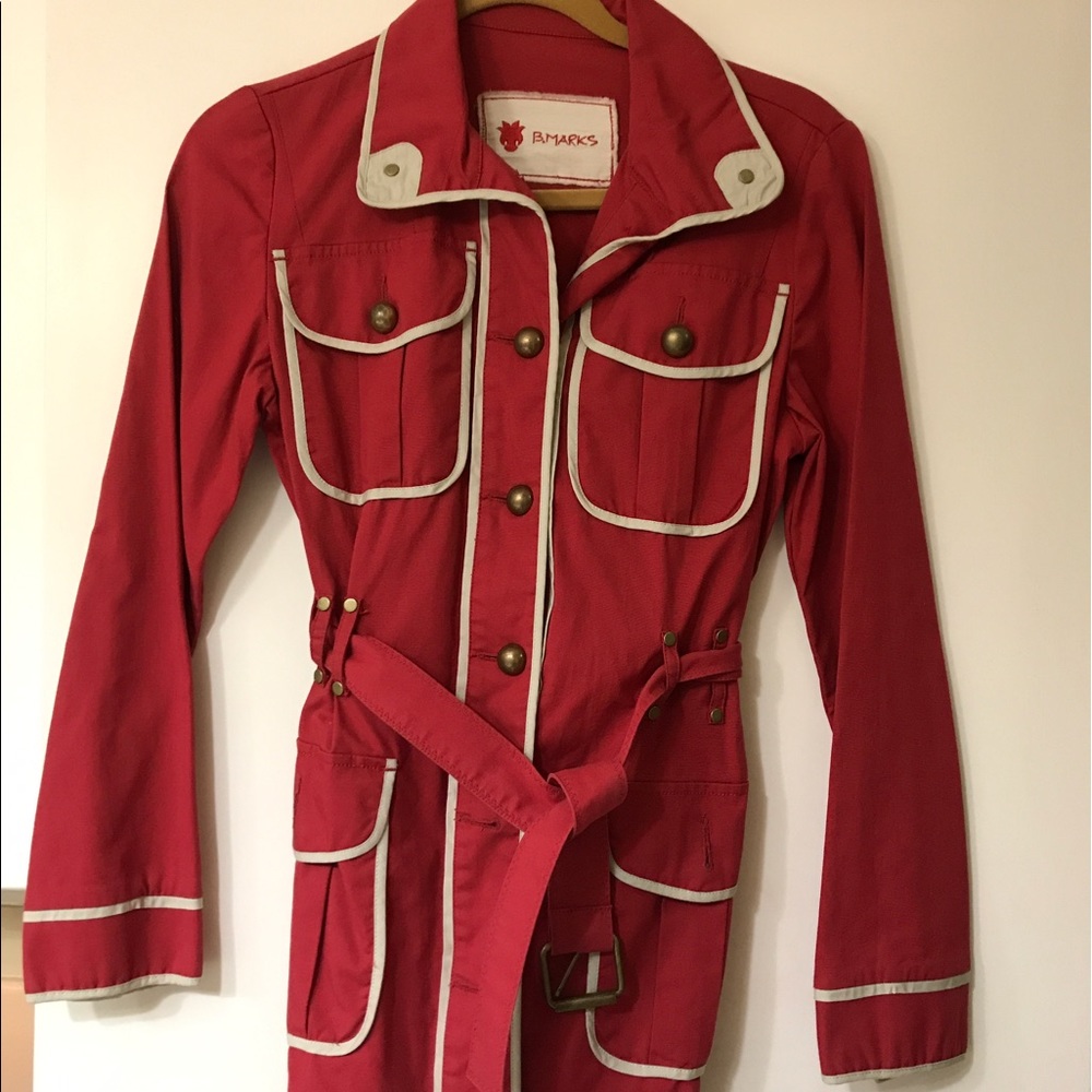 Red trench coat from Anthropology