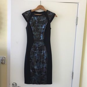 Ted baker black with blue camo dress size 0