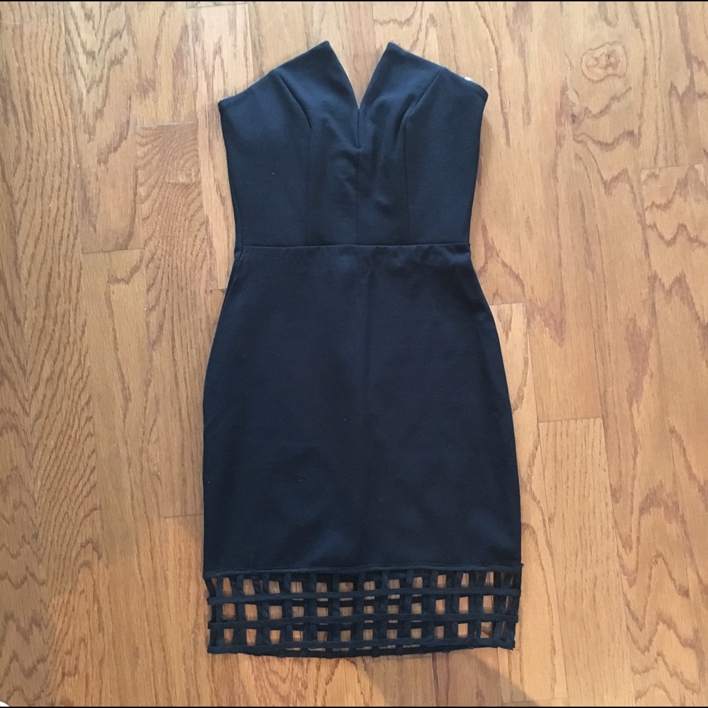 Black bodycon cage hem dress