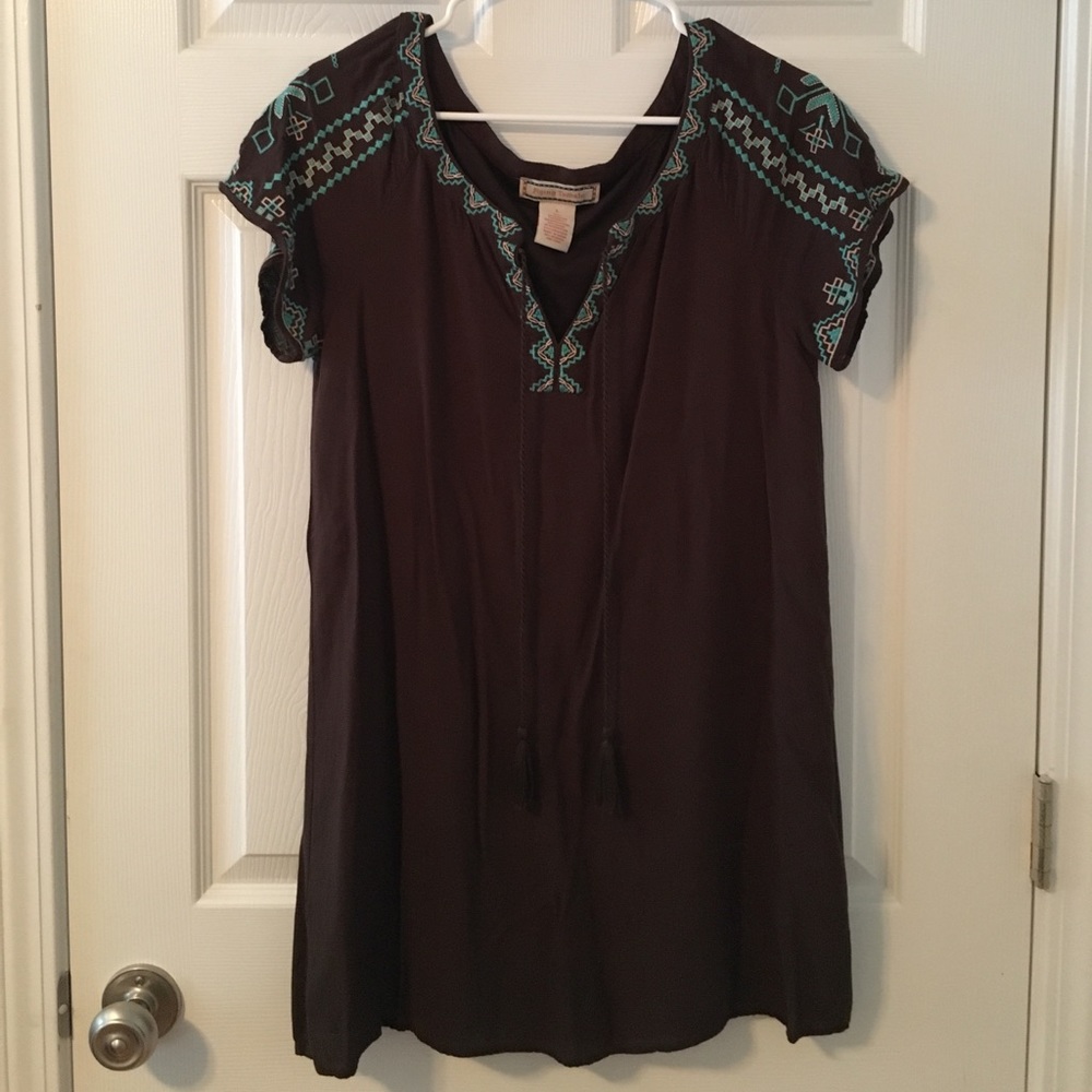 WORN ONCE! Brown dress with Blue detail!