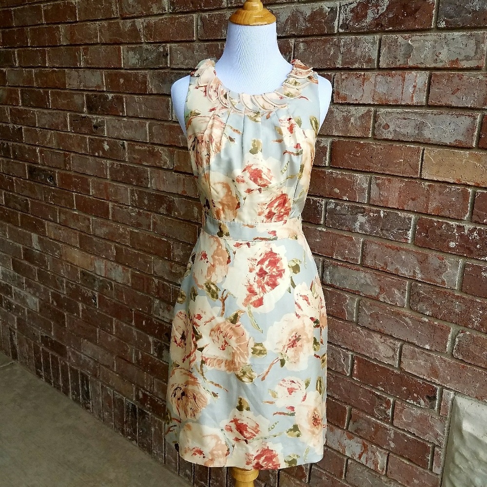 J Crew Sleeveless Silk Watercolor Sheeth Dress