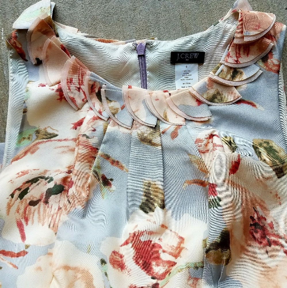 J Crew Sleeveless Silk Watercolor Sheeth Dress - Picture 6 of 8