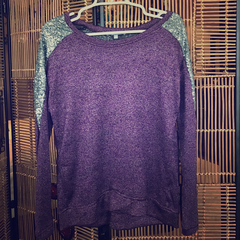 Purple Polyester/Silver Sequin Sweater